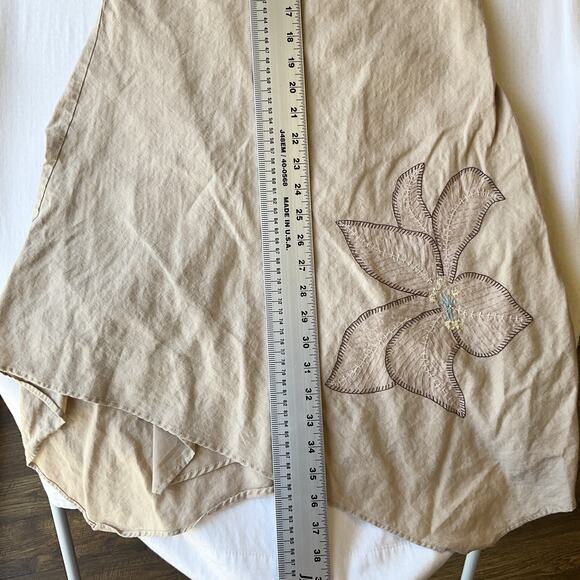 Gadzooks Women Dress M Beige Linen Floral Embroidery Halter A-Line Knee Length - Picture 7 of 11
